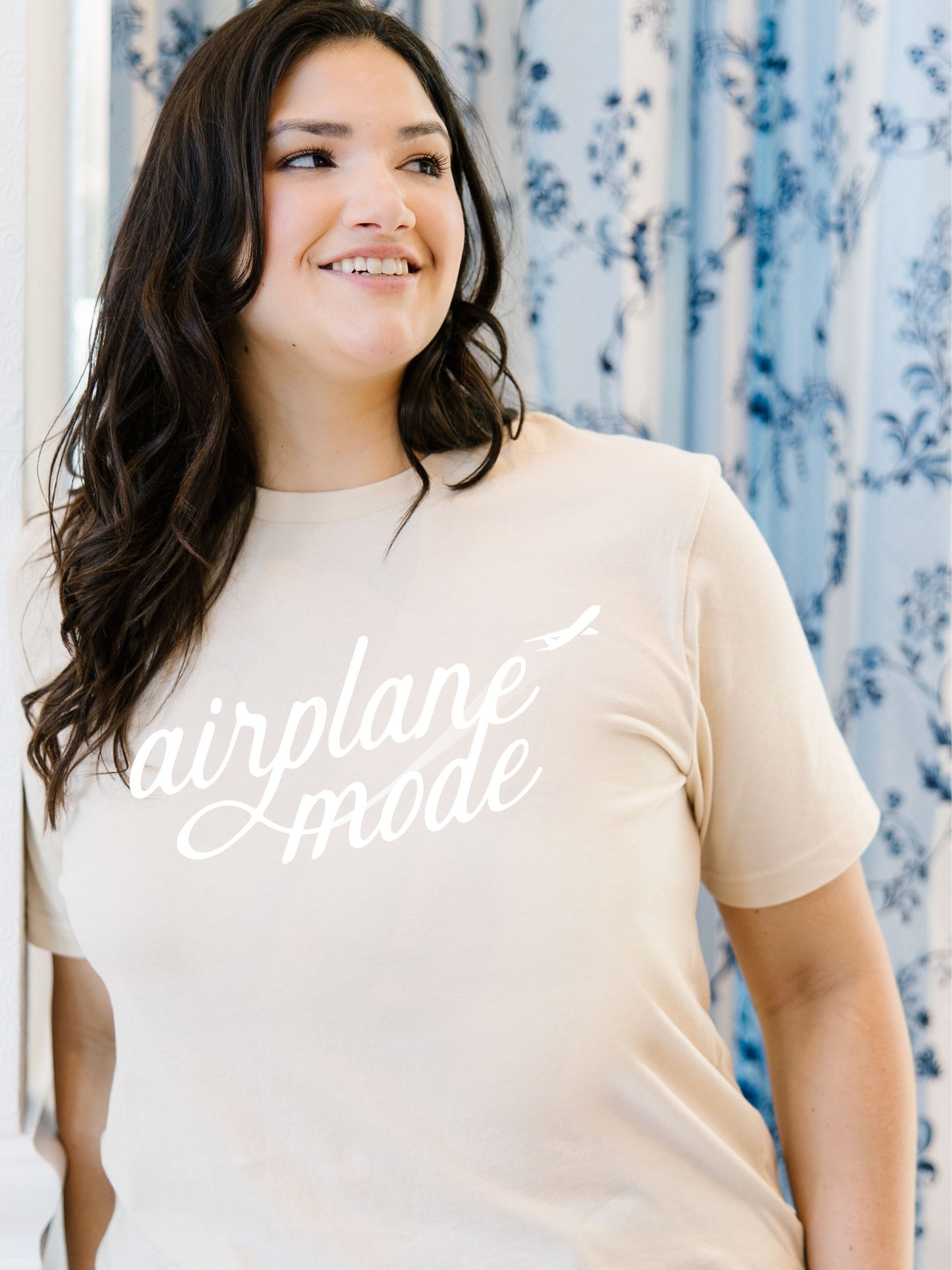 Airplane Mode Shirt in color Soft Cream for girls trip