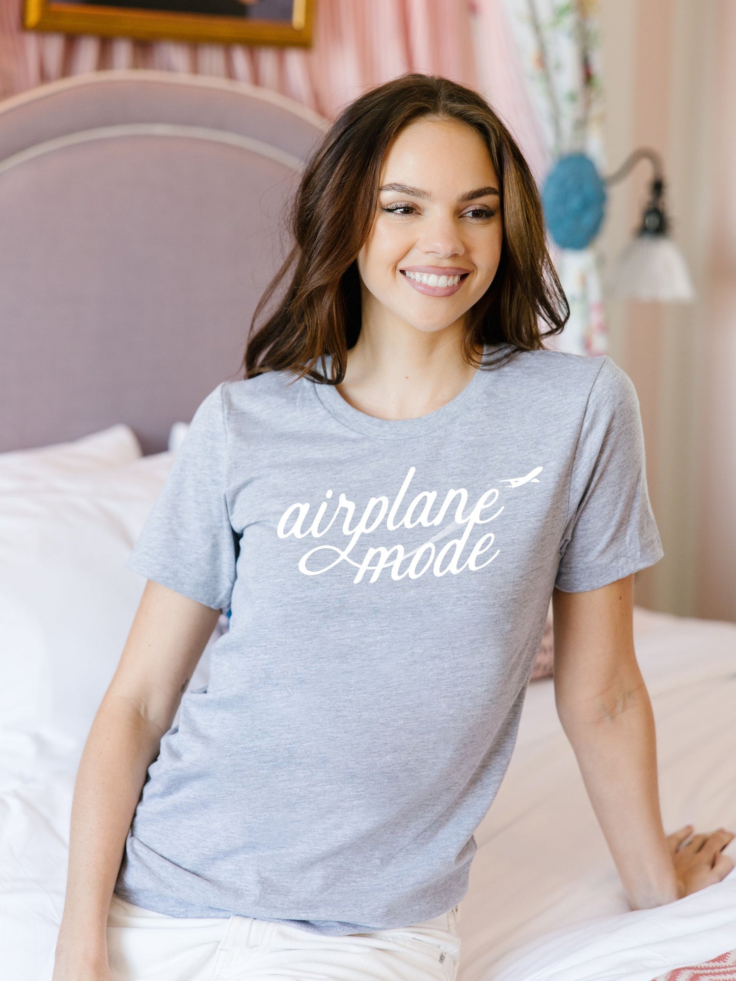 Airplane Mode Shirt for women in color grey