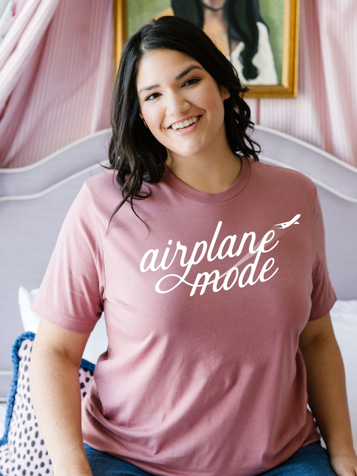 Airplane Mode Shirt in color mauve for travel days and girls trips