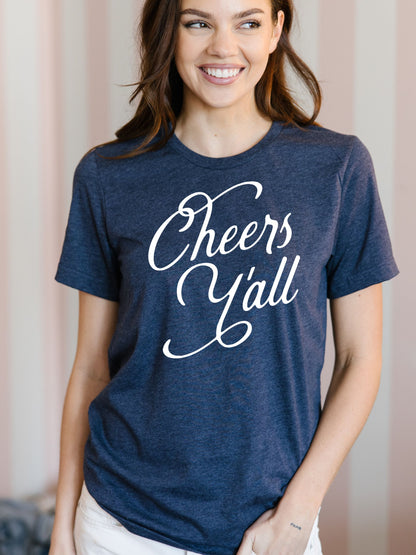 Cheers Y'all T-Shirt in navy 
