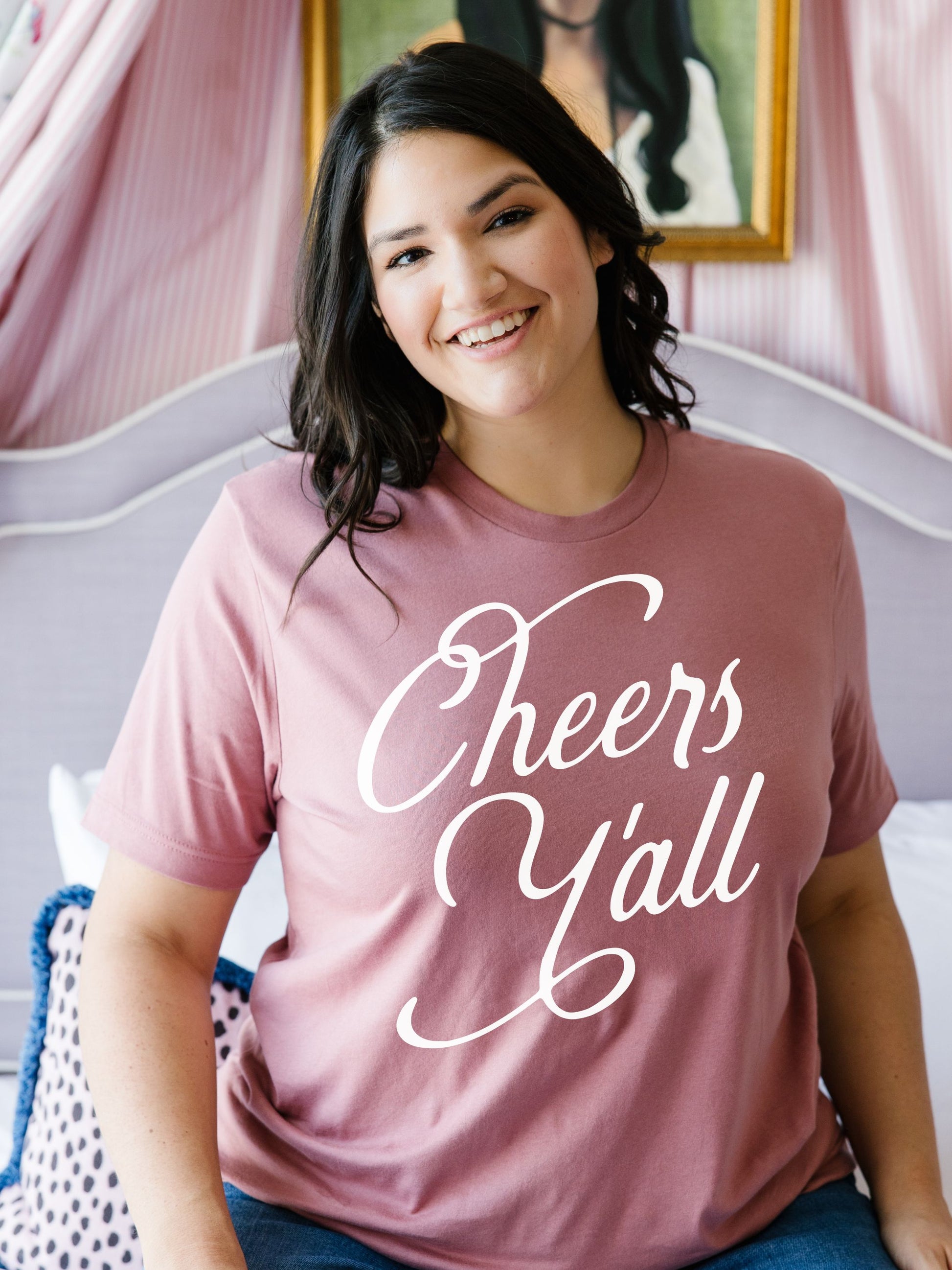 Cheers Y'all T-Shirt in mauve 